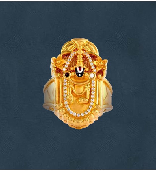 Devotional 22 Karat Yellow Gold Tirupati Balaji Finger Ring