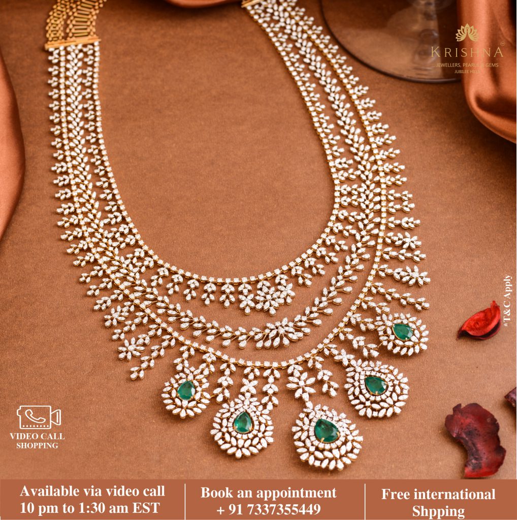 Buy diamond haram at krishna jewellers pearls & gems