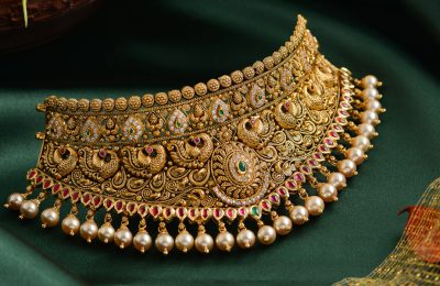 NRI Gold Choker Necklace at Krishna Jewellers Pearls & Gems