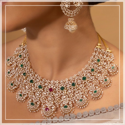 Buy Diamond Choker Set For Earrings Online at Krishna Jewellers
