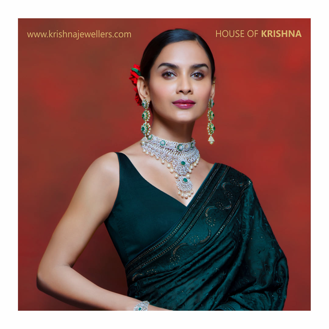 Buy Diamond Choker with Hanging Earrings Online at Krishna Jewellers