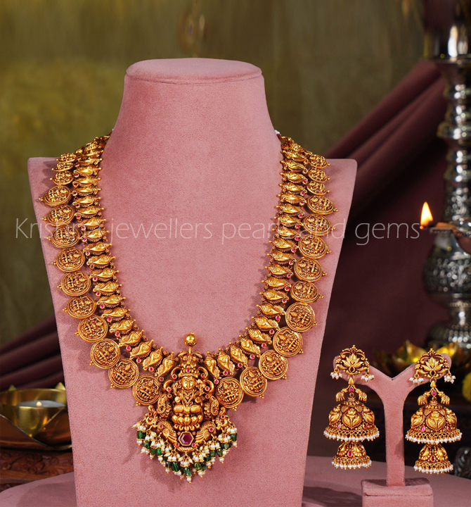 Buy 22k Gold Long Haar Necklace with Earrings Online at Krishna Jewellers