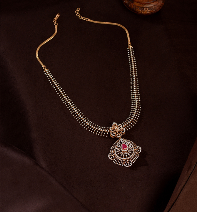Shop Diamond Ruby Haar Necklace form Krishna Jewellers