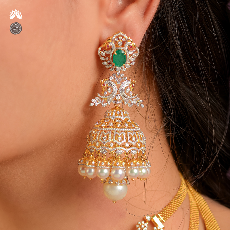 Buy Diamond Jhumka Earrings at Krishna Jewellers